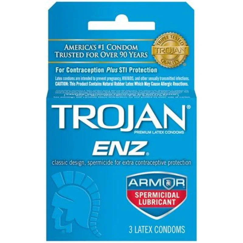 Trojan Enz Armor Spermicidal Lubricated Condoms - 3 Pack - MyPleasure