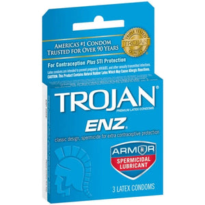 Trojan Enz Armor Spermicidal Lubricated Condoms - 3 Pack - MyPleasure