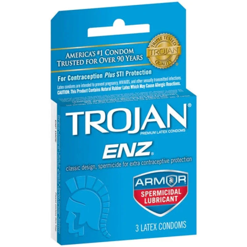 Trojan Enz Armor Spermicidal Lubricated Condoms - 3 Pack - MyPleasure