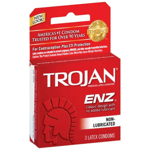 Trojan Enz Non-Lubricated Condoms - 3 Pack - MyPleasure