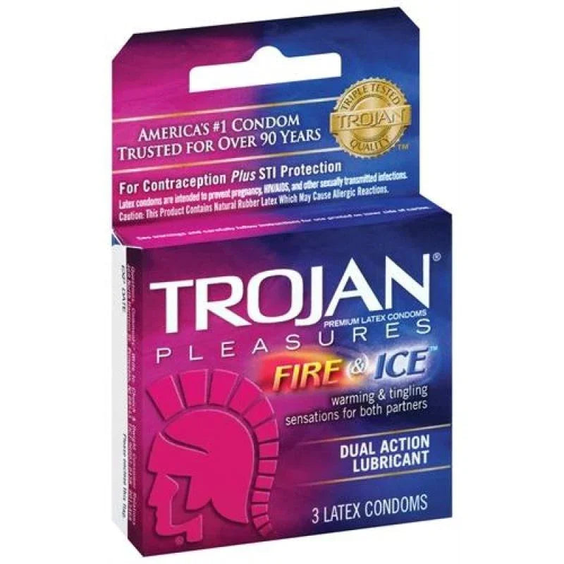 Trojan Fire and Ice Dual Action Lubricated Condoms - 3 Pack - MyPleasure