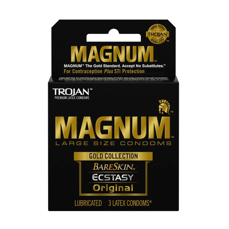 Trojan Magnum Large Size Gold Collection Condoms - 3 Pack - MyPleasure