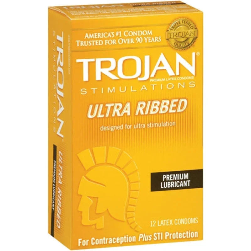 Trojan Stimulations Ulta Ribbed - 12 Pack - MyPleasure
