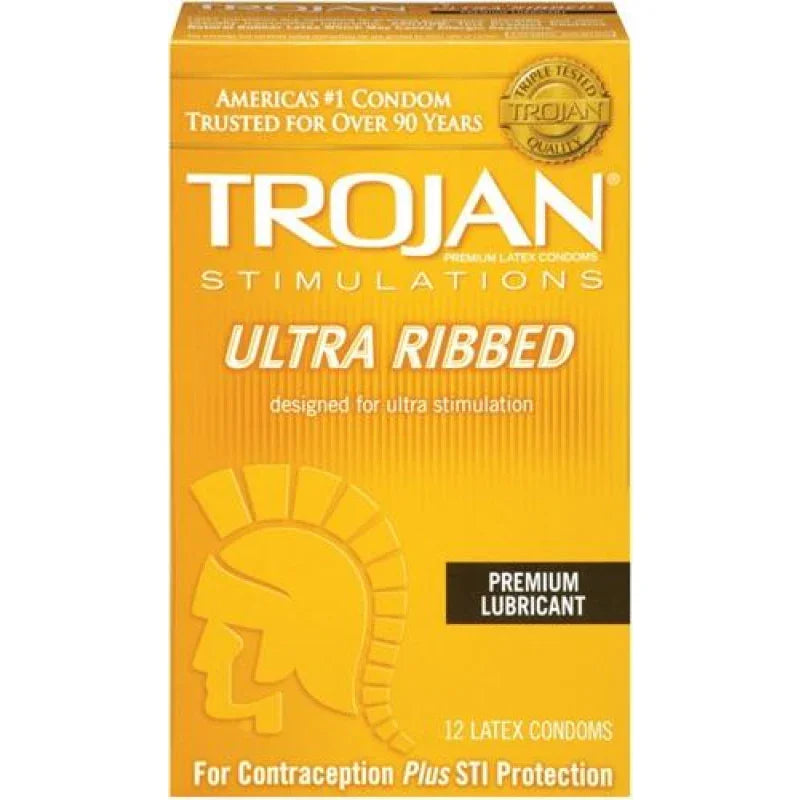 Trojan Stimulations Ulta Ribbed - 12 Pack - MyPleasure