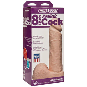 Vac-U-Lock 8 Inch Realistic Cock - White - MyPleasure