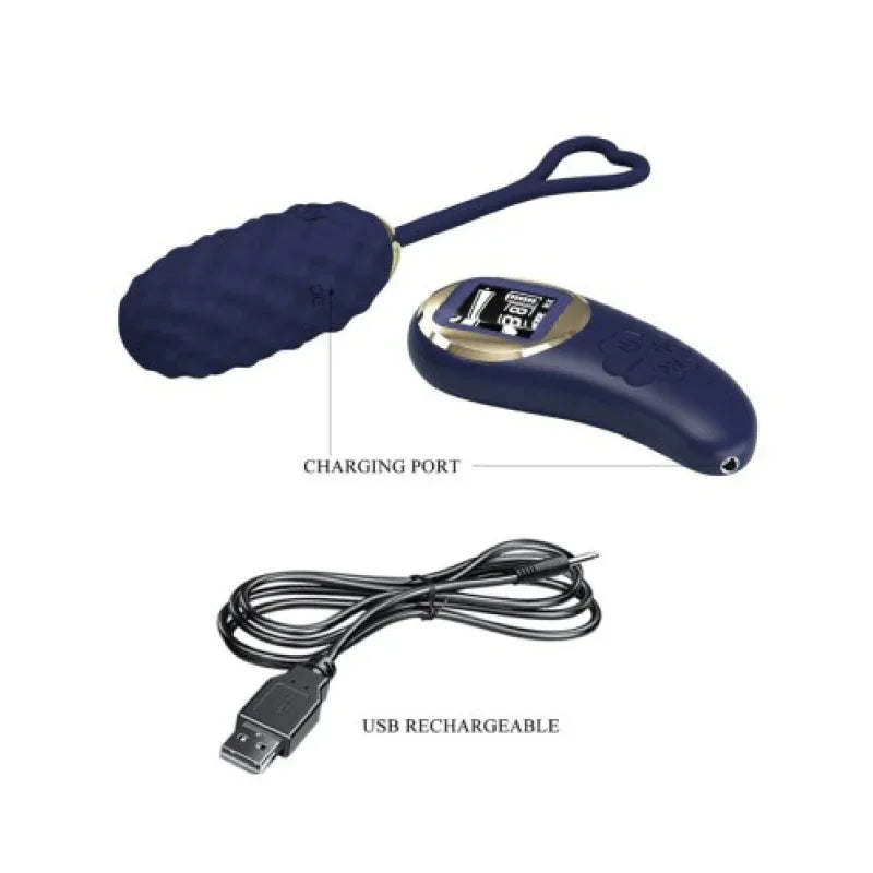 Vivian Remote Control Vibrating Egg - Blue - MyPleasure