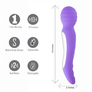 Zoe Twisty Dual Vibrating Pleasure Wand - Purple - MyPleasure
