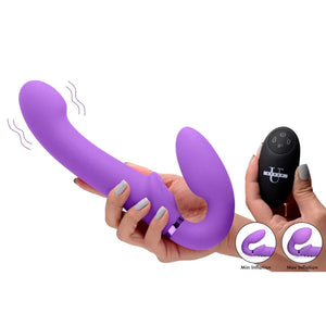 10x Ergo- Fit G-Pulse Inflatable and Vibrating Strapless Strap- on - Purple - MyPleasure