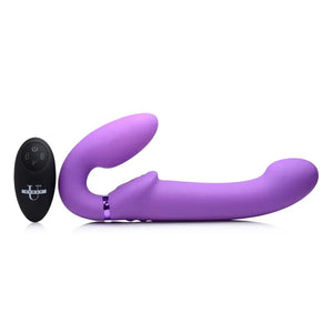 10x Ergo- Fit G-Pulse Inflatable and Vibrating Strapless Strap- on - Purple - MyPleasure