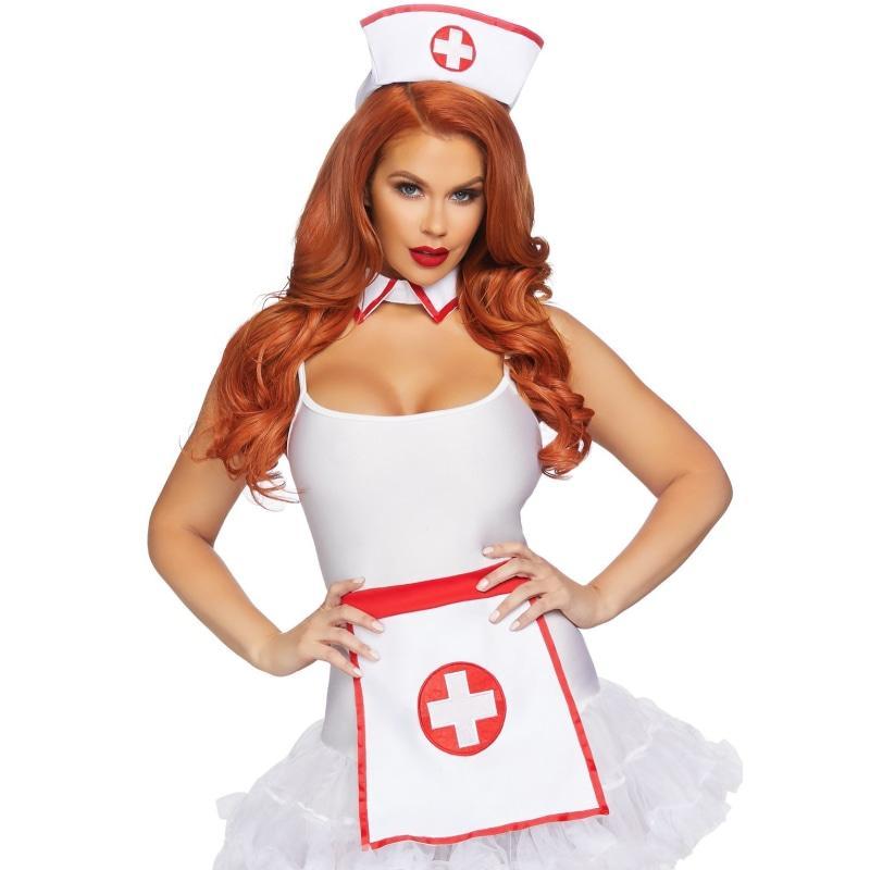 3 Pc Nurse Kit - One Size - White/red LA-A2872