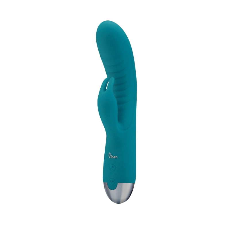 Sleek and Sensual Ocean Blue G-Spot Rabbit Vibrator - Dual-Stimulation with Come-Hither Motion, Perfect for Deep and Pleasurable Experiences