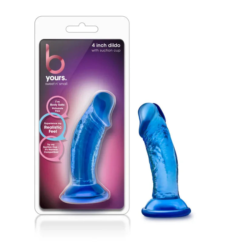 B Yours - Sweet n' Small 4 Inch Dildo With Suction Cup - Blue - MyPleasure