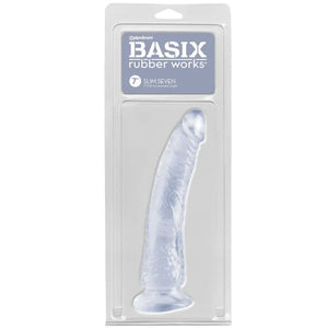 Basix Rubber Works - Slim 7 Inch With Suction Cup - Clear - MyPleasure