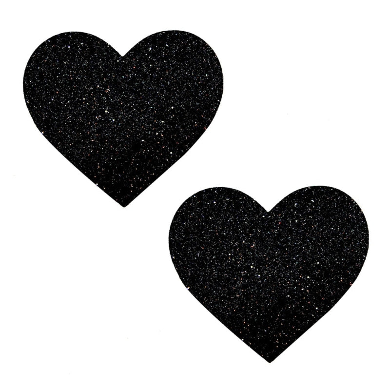 Black Malice Glitter 'I Heart U' Nipztix Pasties - Sparkling and Seductive, Perfect for Adding a Touch of Romance and Glamour to Your Ensemble