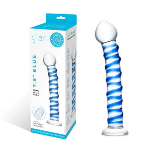 Blue Spiral Glass Dildo - MyPleasure