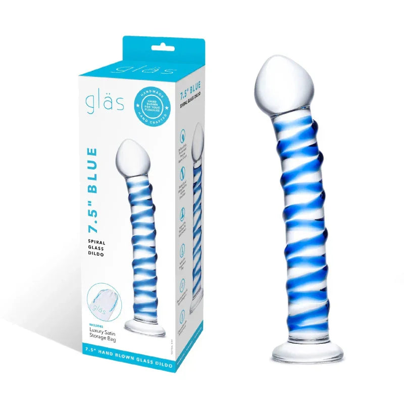 Blue Spiral Glass Dildo - MyPleasure