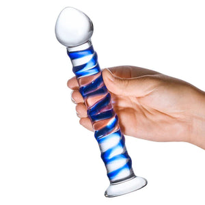 Blue Spiral Glass Dildo - MyPleasure