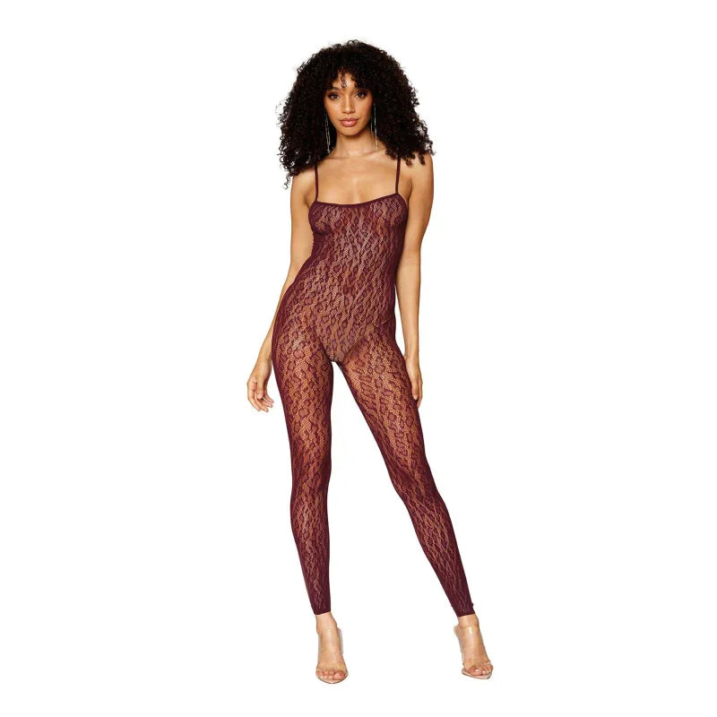 Catsuit Bodystocking and Shrug - One Size - Burgundy - MyPleasure