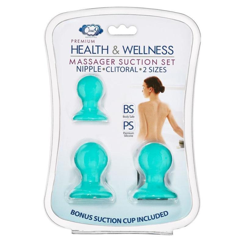 Cloud 9 Health and Wellness Nipple and Clitoral Massager Suction Set - Teal - Nipple Stimulators