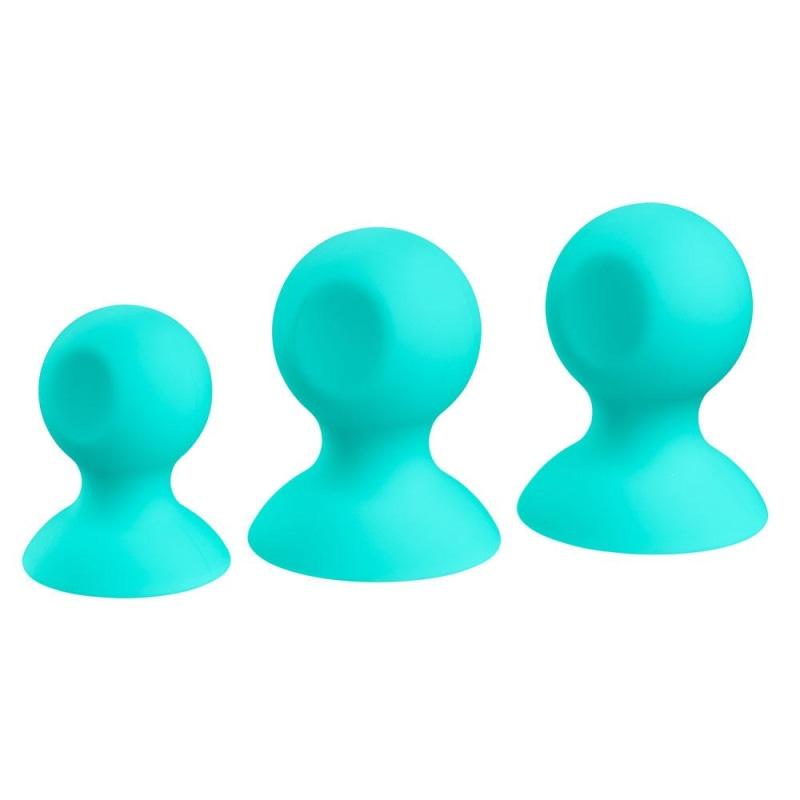 Cloud 9 Health and Wellness Nipple and Clitoral Massager Suction Set - Teal - Nipple Stimulators