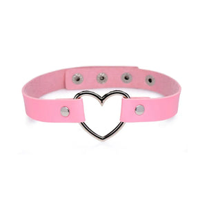 Dark Heart Chrome Heart Black Choker - Pink - MyPleasure
