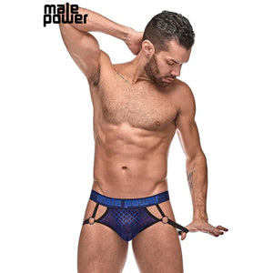 Diamond Mesh Jock Ring Navy - MyPleasure
