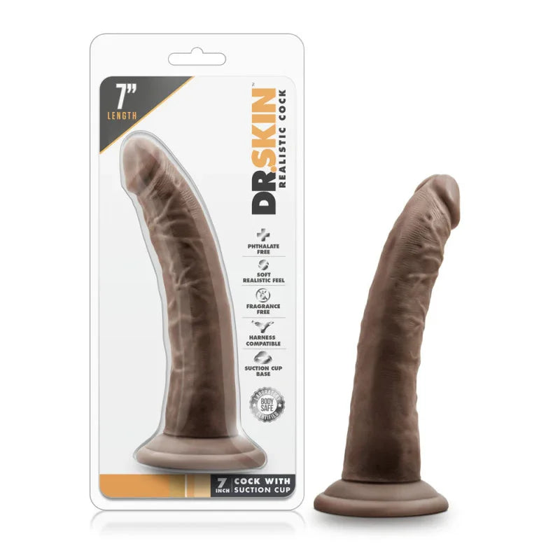 Dr. Skin - 7 Inch Cock With Suction Cup - Chocolate - MyPleasure