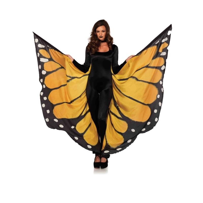 Festival Butterfly Wing Halter Cape - Orange/  - One Size - Black LA-A2782