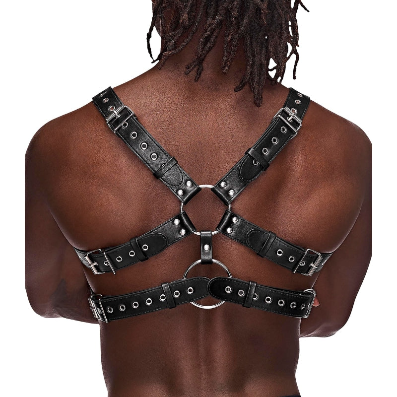 Gemini Leather Harness - One Size - Black - Lingerie & Sexy Apparel