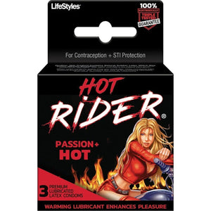 Hot Rider - 3 Pack - Lubricated Latex Condoms - MyPleasure