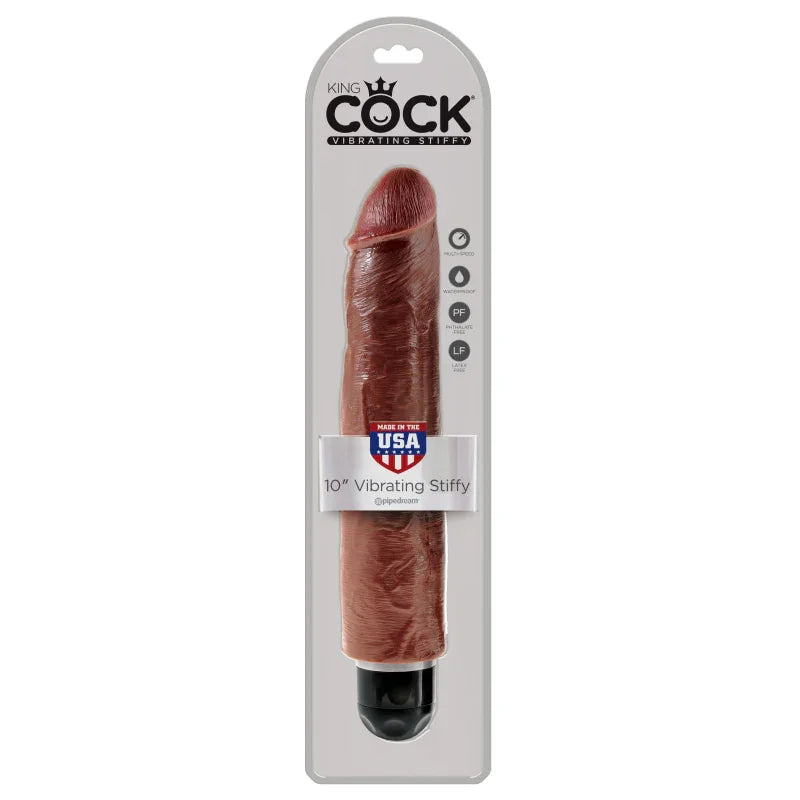 King Cock 10" Vibrating Stiffy Brown - MyPleasure