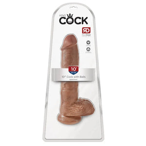 King Cock 10" Cock With Balls - Tan - MyPleasure