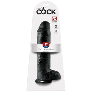 King Cock 11 Inch With Balls - Black - MyPleasure