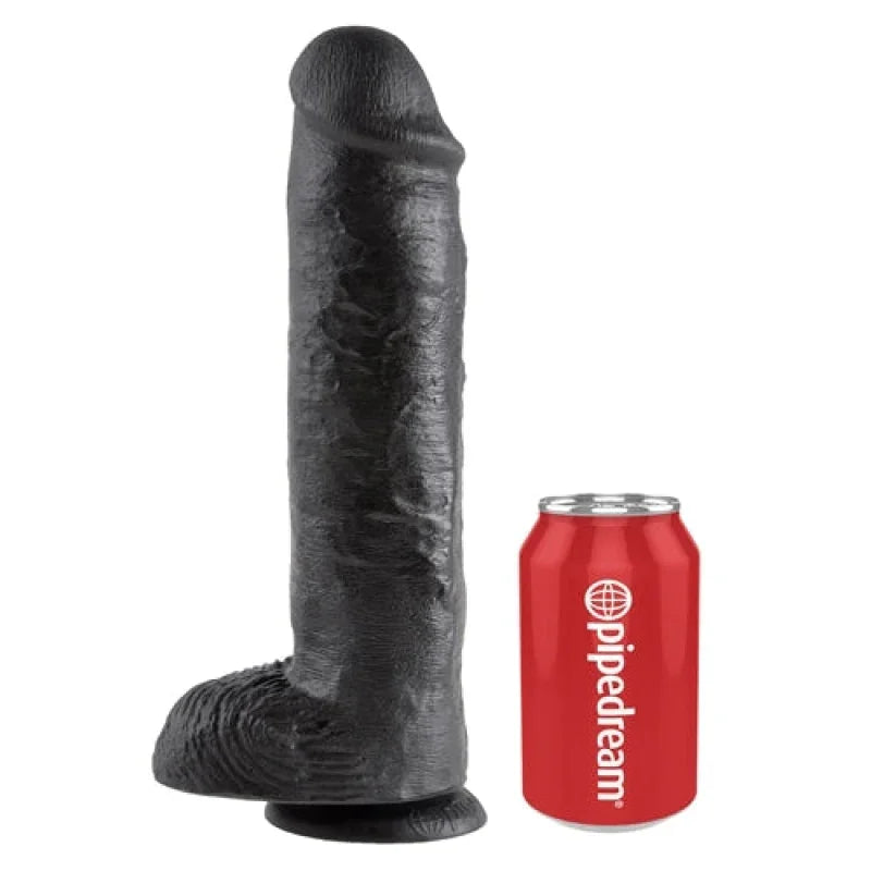 King Cock 11 Inch With Balls - Black - MyPleasure