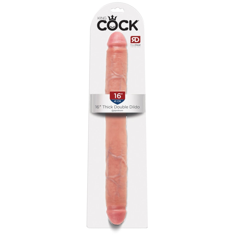 King Cock 16 Inch Thick Double  Dildo - Flesh