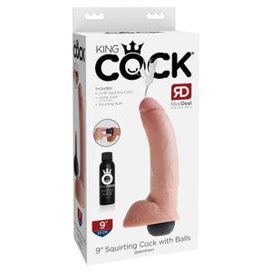 King Cock 9 Inch Squirting Cock With Balls - Flesh - MyPleasure