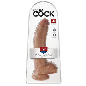 King Cock 9" Cock With Balls - Tan - MyPleasure
