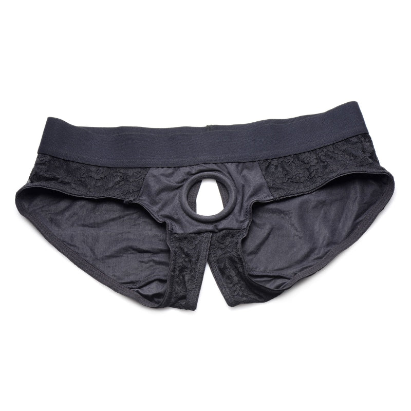 Lace Envy Black Crotchless Panty Harness - L/xl - Lingerie & Sexy Apparel