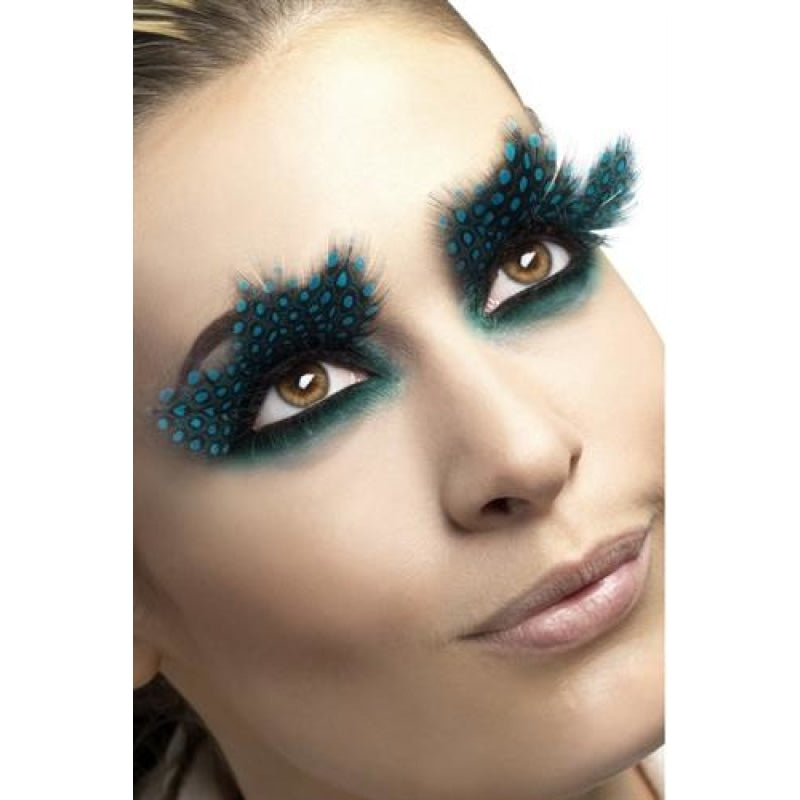 Large Aqua Dots Feather Eyelashes - Eyelashes