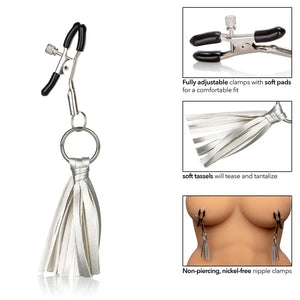 Nipple Play Playful Tassels Nipple Clamps - Silver - MyPleasure