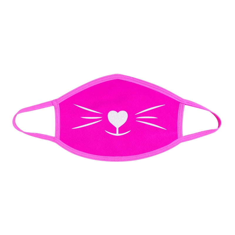 Pretty Kitty White Glitter Neon Uv Pink Face Mask - Safety Mask