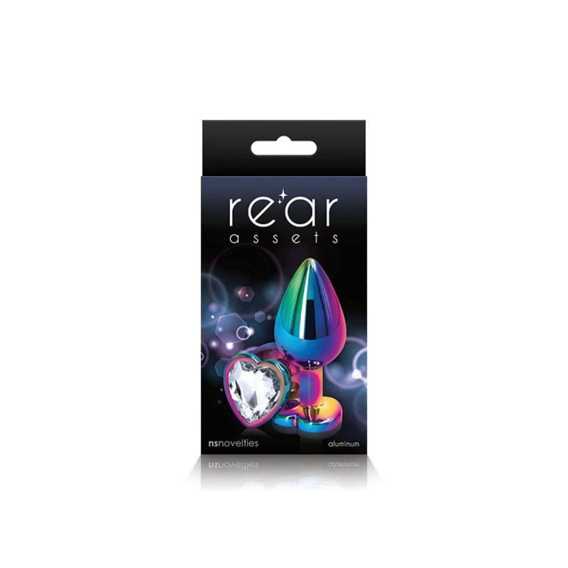 Rear Assets - Multicolor Heart - Medium - Clear - Anal Toys & Stimulators