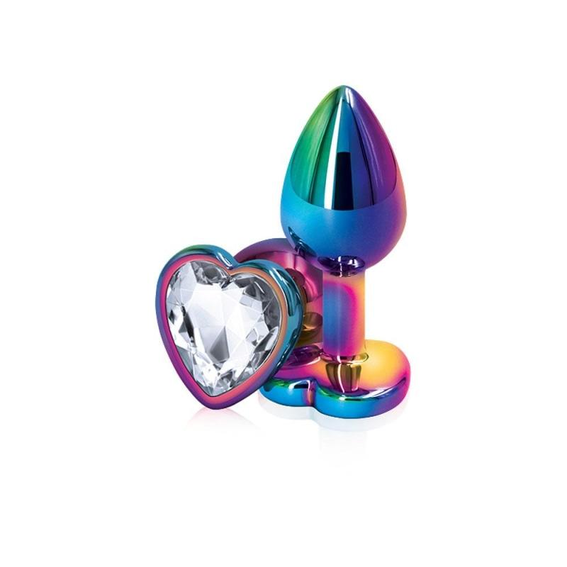 Rear Assets - Multicolor Heart - Small - Clear - Anal Toys & Stimulators