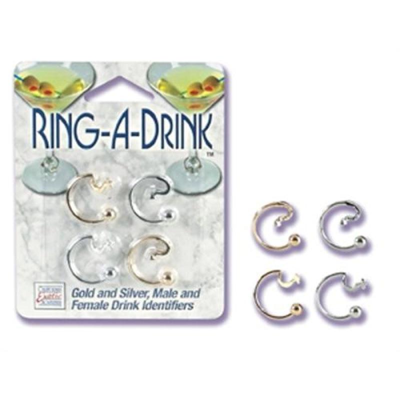Ring a Drink Gold and Silver Male and Female Drink Identifiers SE2408002