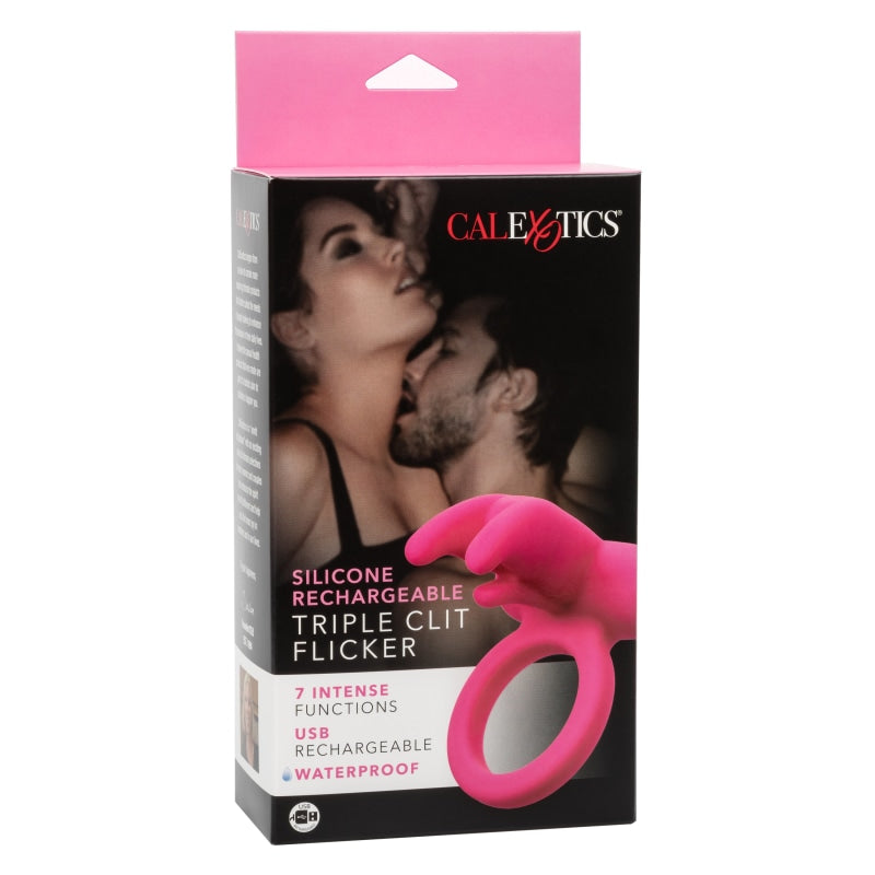 Silicone Rechargeable Triple Clit Flicker - Cockrings