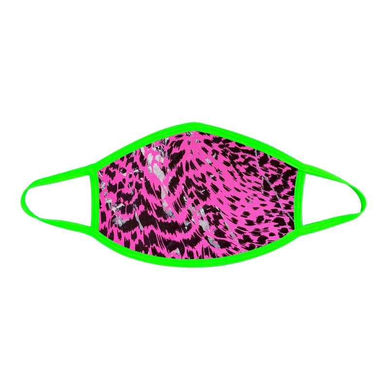 Toxic Kitty Blue Uv Face Mask With Neon Green Trim - Masks-COVID19-Protection-Safety