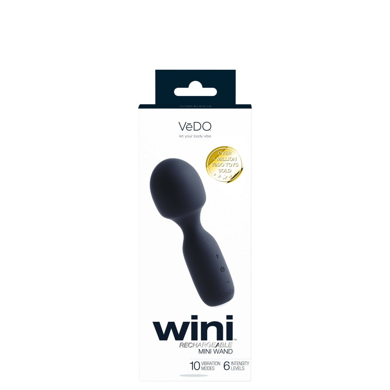 Wini Rechargeable Mini Wand - Black - Massagers