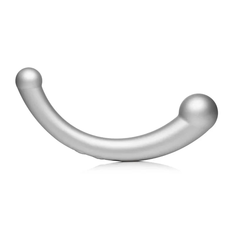 10x Vibra-Crescent Silicone Dual Ended Dildo - Silver - MyPleasure