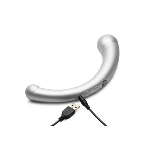 10x Vibra-Crescent Silicone Dual Ended Dildo - Silver - MyPleasure