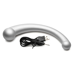 10x Vibra-Crescent Silicone Dual Ended Dildo - Silver - MyPleasure